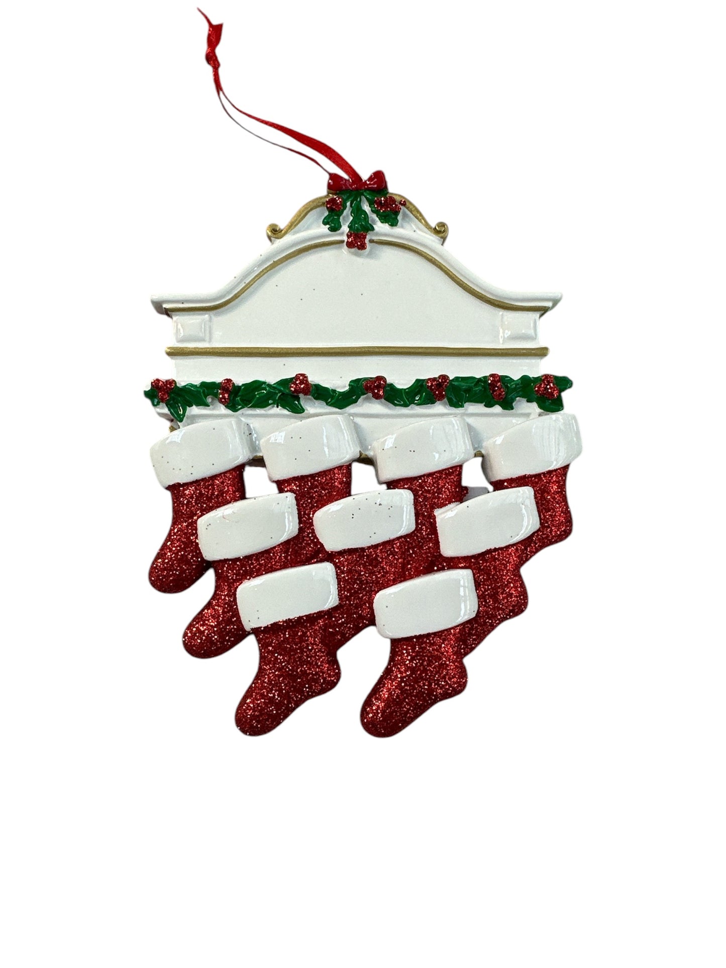 White mantle Family Christmas Ornament