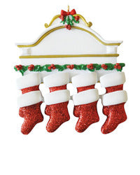 White mantle Family Christmas Ornament