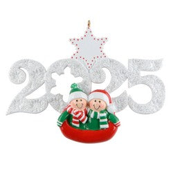 Sledding couple 2025 Christmas Ornament