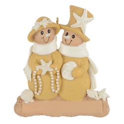 Sandy Snowman couple Christmas Ornament