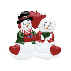 Snow Family couple Christmas Ornament