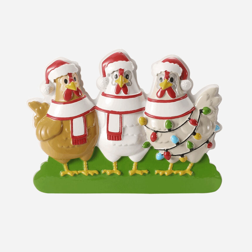 Farm Chicken Family Christmas Ornaments