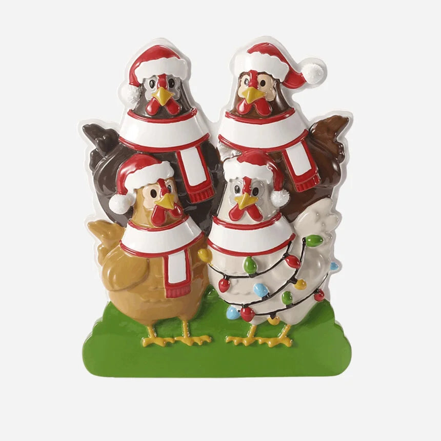 Farm Chicken Family Christmas Ornaments