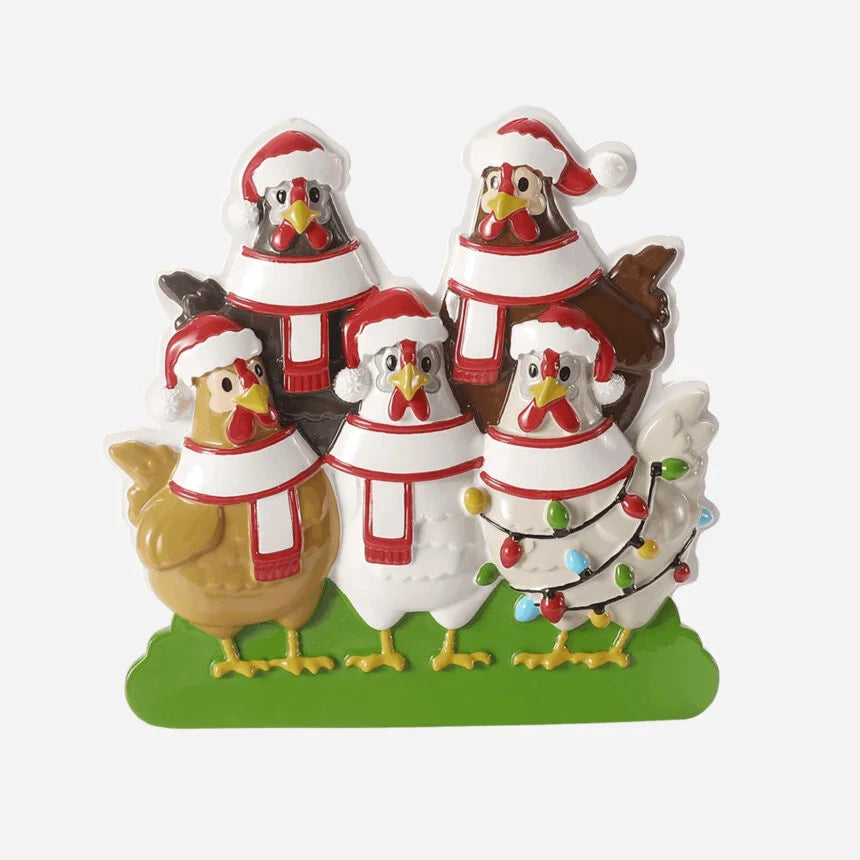 Farm Chicken Family Christmas Ornaments