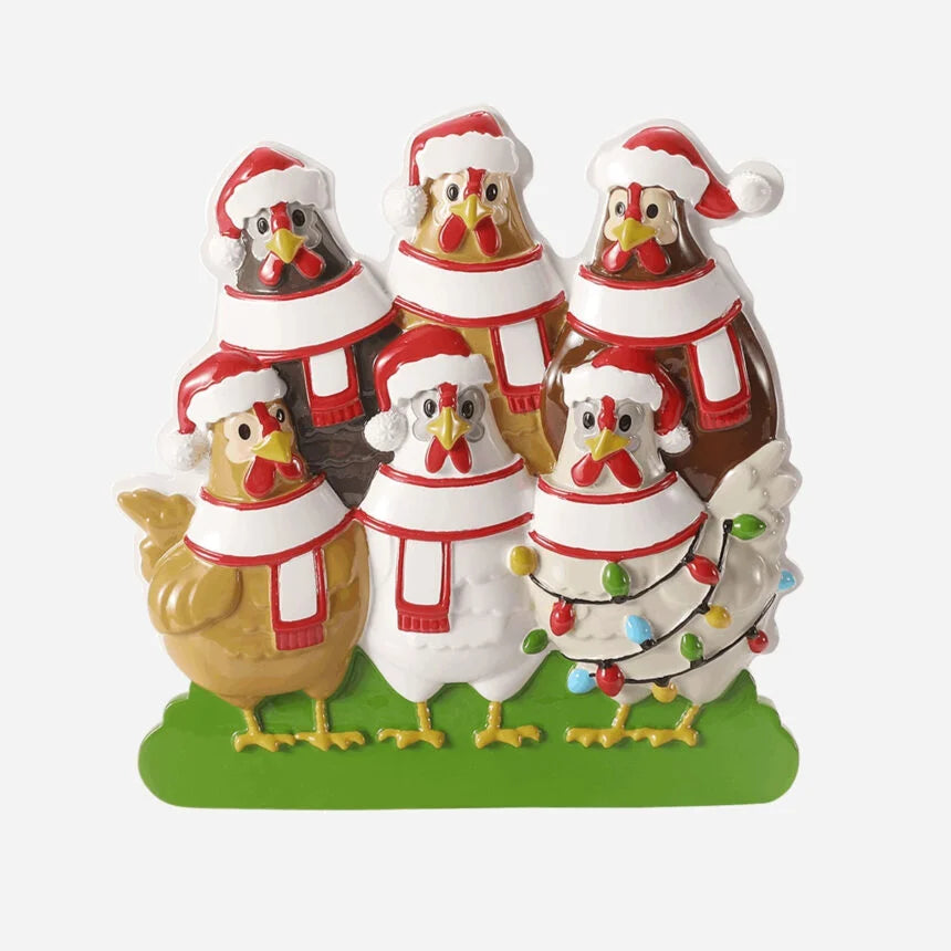 Farm Chicken Family Christmas Ornaments