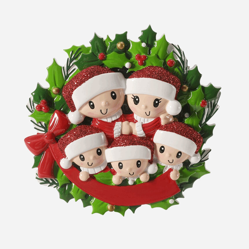 People in Wreath Family Christmas Ornaments