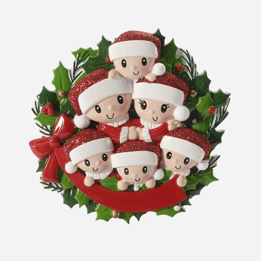 People in Wreath Family Christmas Ornaments