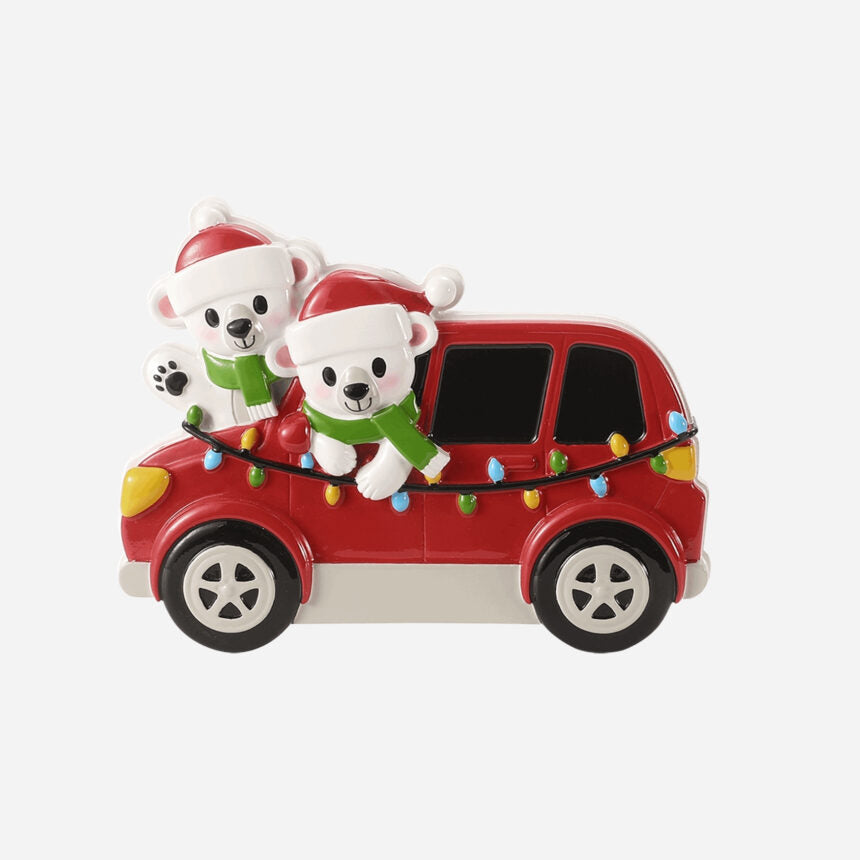 Polar Bears in Car Family Christmas Ornaments