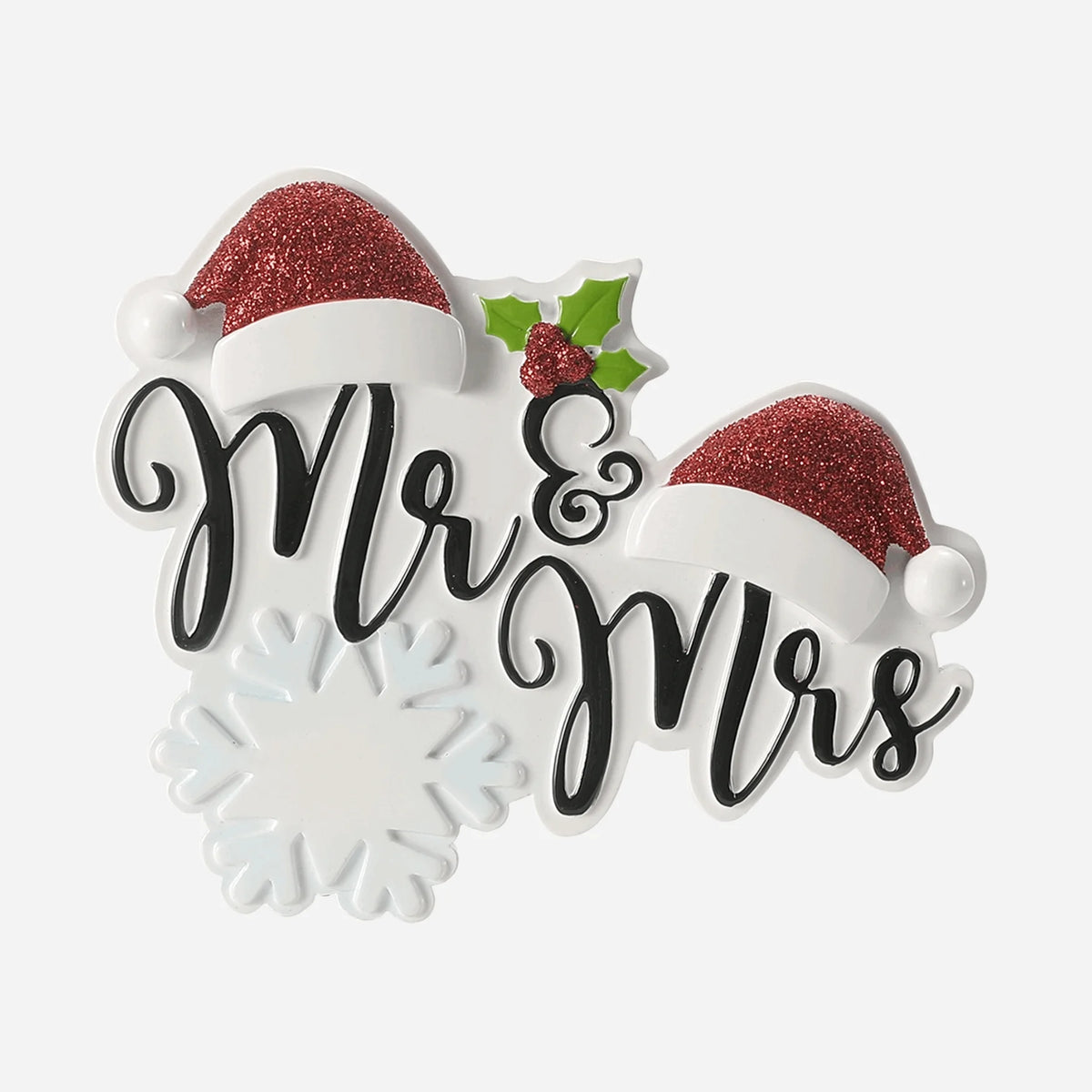 Mr & Mrs w/Santa Caps Couple Christmas Ornament