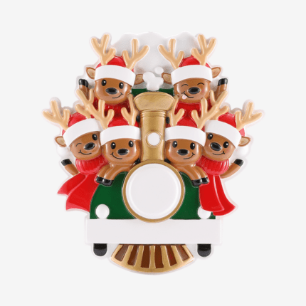 Reindeer on Christmas Train Family Christmas Ornament