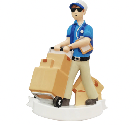 Online Delivery Guy with boxes Christmas Ornament