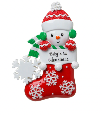 Baby'S 1ST Baby snowman in stocking Christmas Ornament