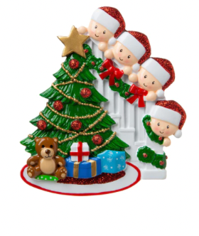 Family Peeking Christmas Ornament