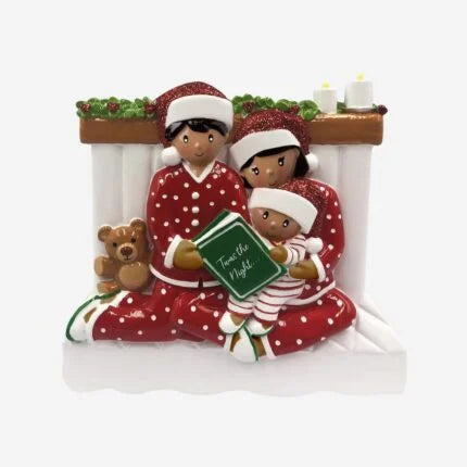 AA Reading in Bed Family Christmas Ornament