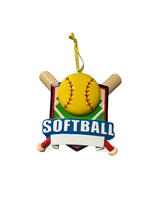 New Softball shield Christmas Ornament