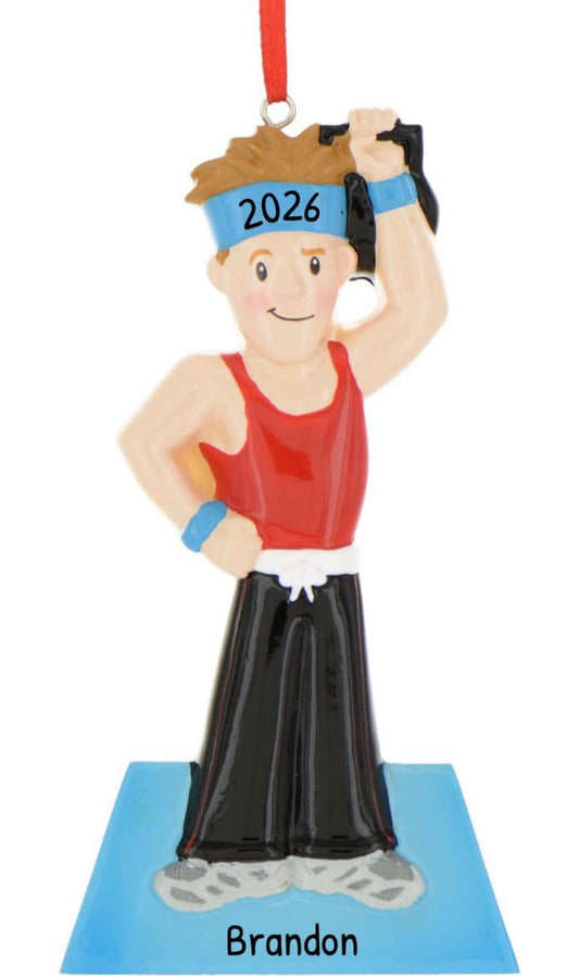 Weight Lifter MALE Christmas Ornament