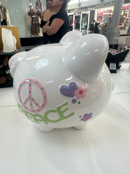 Colorfully Designed Large piggy bank love & peace