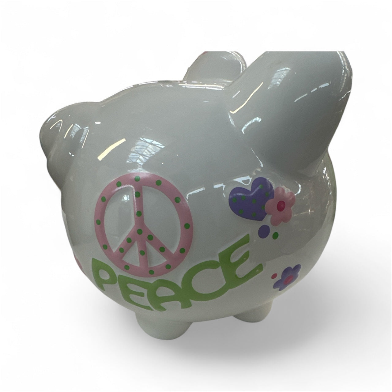 Colorfully Designed Large piggy bank love & peace