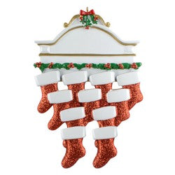 White mantle Family Christmas Ornament