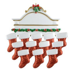 White mantle Family Christmas Ornament