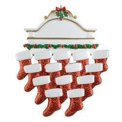 White mantle Family Christmas Ornament