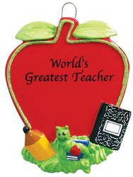 Teachers Apple  Christmas Ornament
