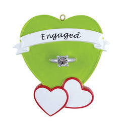 Engaged Ring in Heart Christmas Ornament