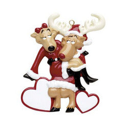 Santa Deer couple Christmas Ornament