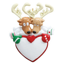 Reindeer Heart  couple Christmas Ornament