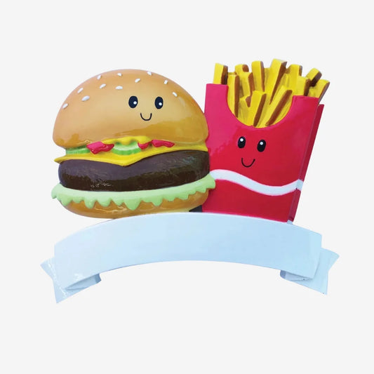 Burger & Fries Couple Christmas Ornament