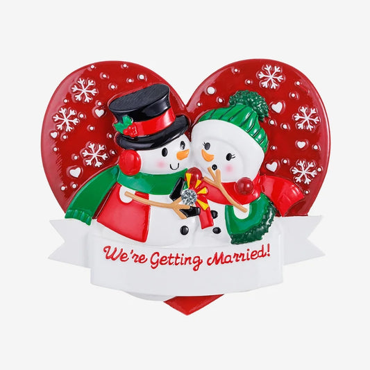 Couple Snowman Engagement Christmas Ornament