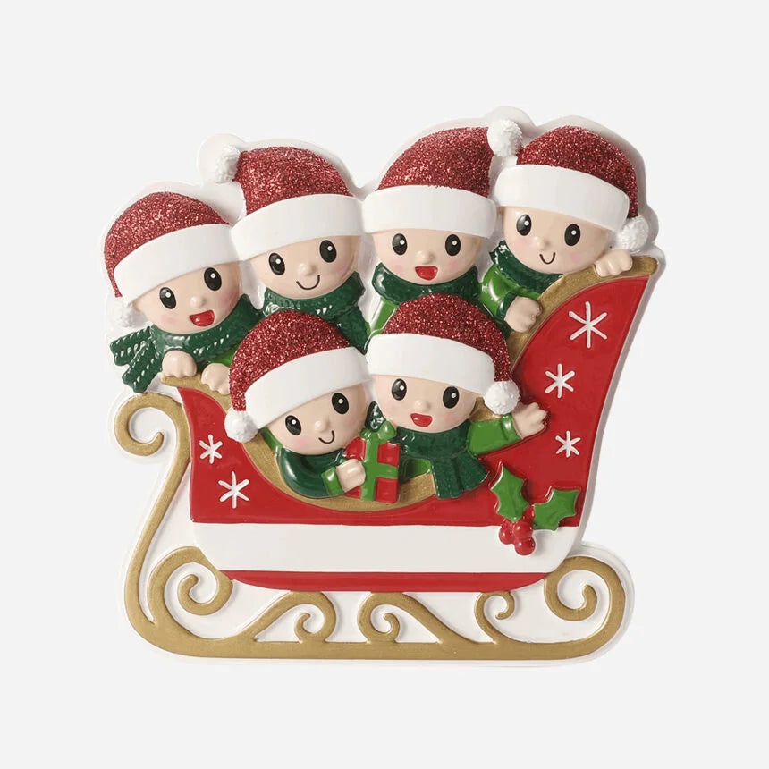 Sleigh W/ Gold Rails  Family Christmas Ornaments