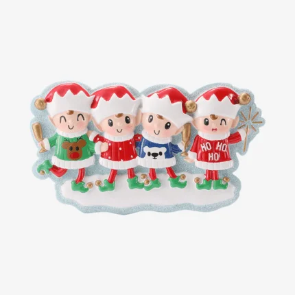 Elves in Sweaters Family Christmas Ornament