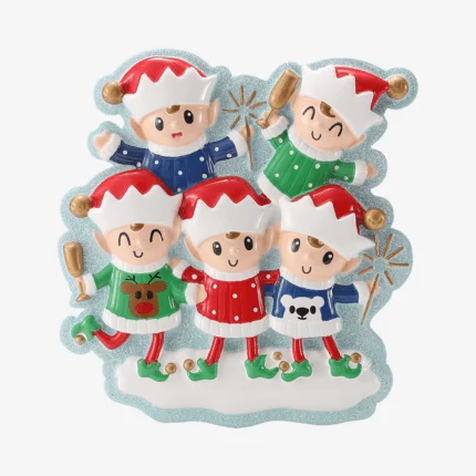 Elves in Sweaters Family Christmas Ornament