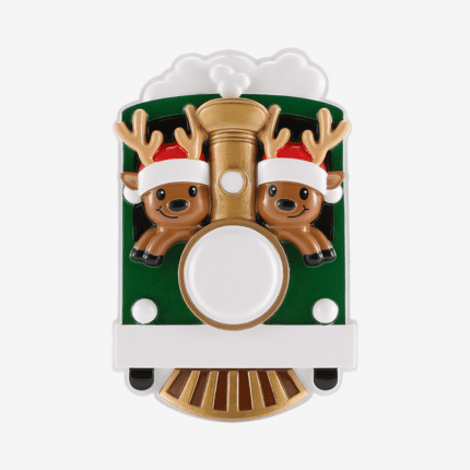 Reindeer on Christmas Train Family Christmas Ornament