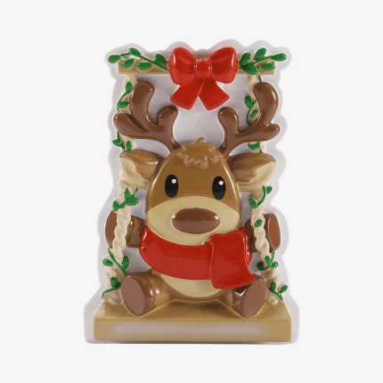 Baby Reindeer on a Garden Swing Christmas Ornament