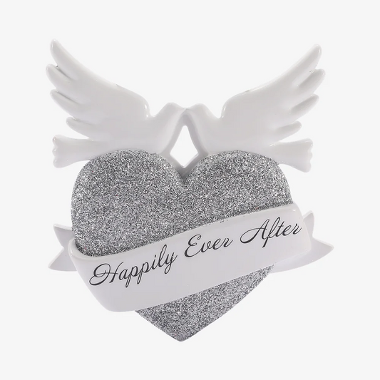 Happily After Ever Wedding Heart Couple Christmas Ornament